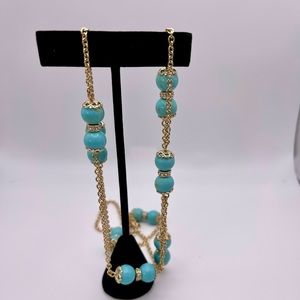 Vintage goldstone and turquoise necklace